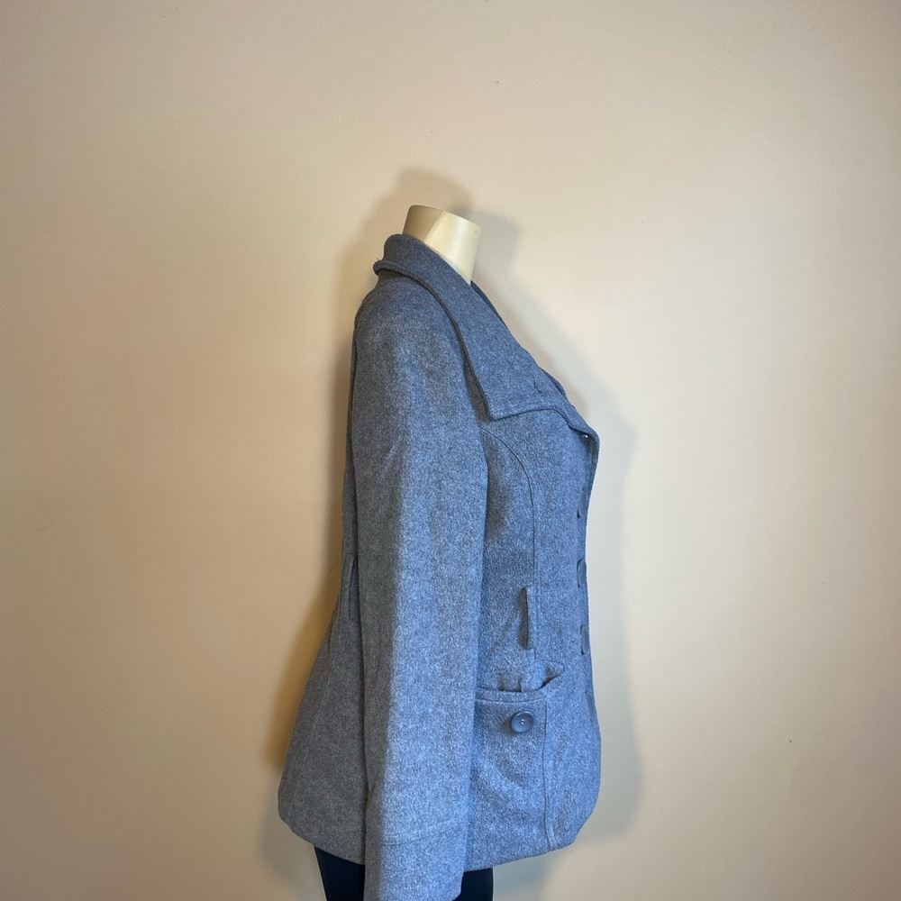 Chic Gray Button-Up Pea Coat - image 4